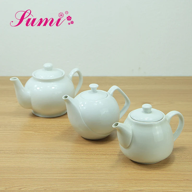MOQ 200 China supply wholesale hotel restaurant white teapot bulk cheap ceramic teapot