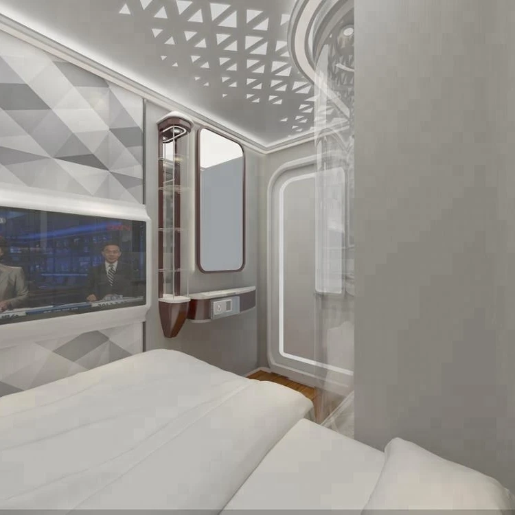 3750 Compact and luxury modularly prefabricated sleep box capsule hotel business queen bed room