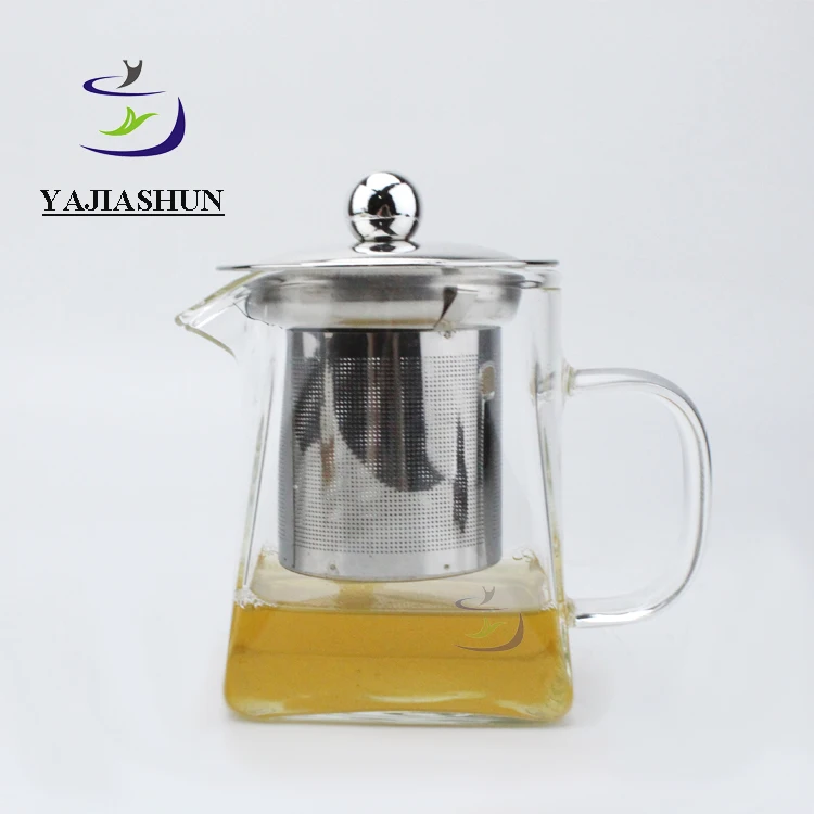 Moroccan 400ml Square Shape Glass Teapot With Stainless Steel Infuser