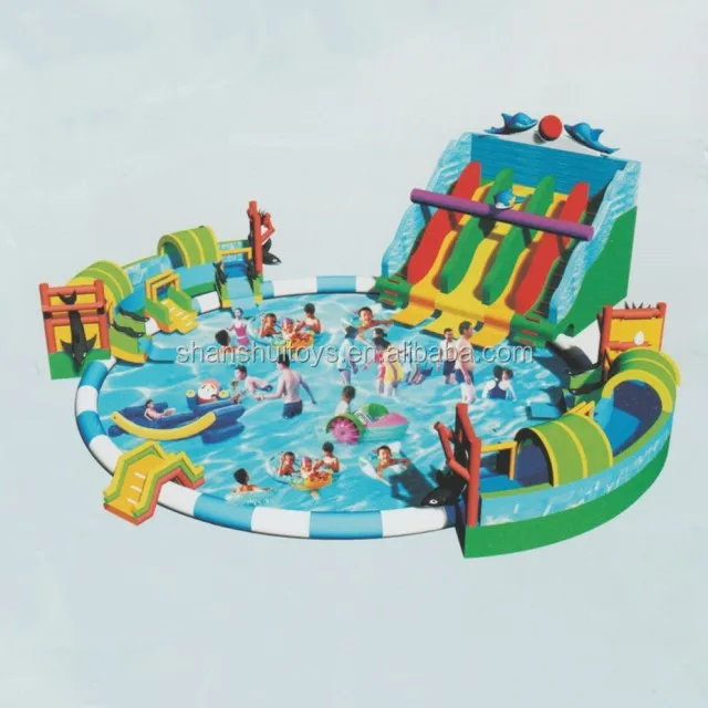Commercial outdoor giant inflatable water park/ inflatable floating water park /inflatable pool with slide play equipment