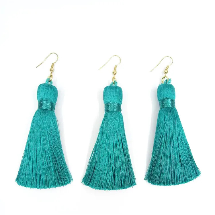 Hot selling silk  tassel earrings & Mini tassel earrings for girls ,pompom tassel earrings