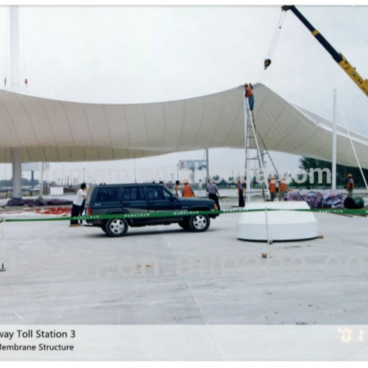 
tolling station of PVC PVDF PTFE roll tensile membrane fabric tent cover roof 