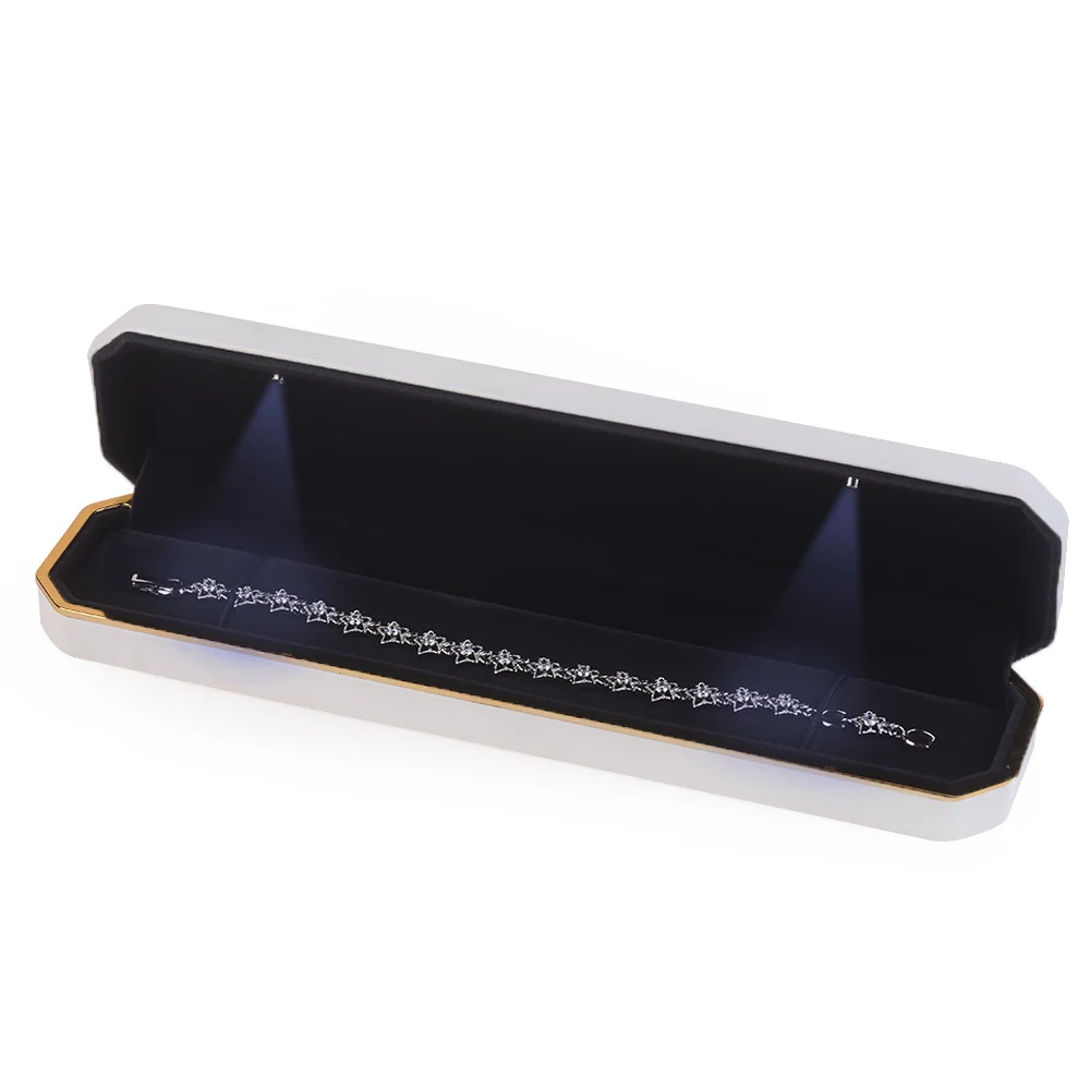 
Made In China Wholesale Manufactures PU Leather Bronze Color Ring Metal With Logo Printed Led Gift Packaging Custom Jewelry Box 