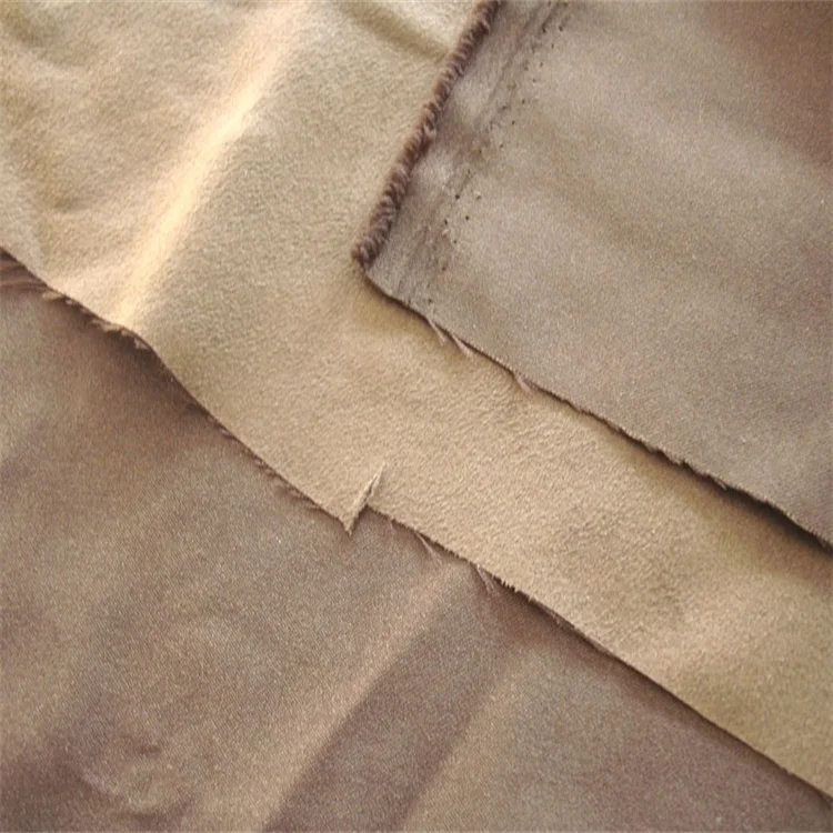 Micro fiber brushed suede backing bonded t/c fabric material for sofa and garments upholstery recycled suede fabric