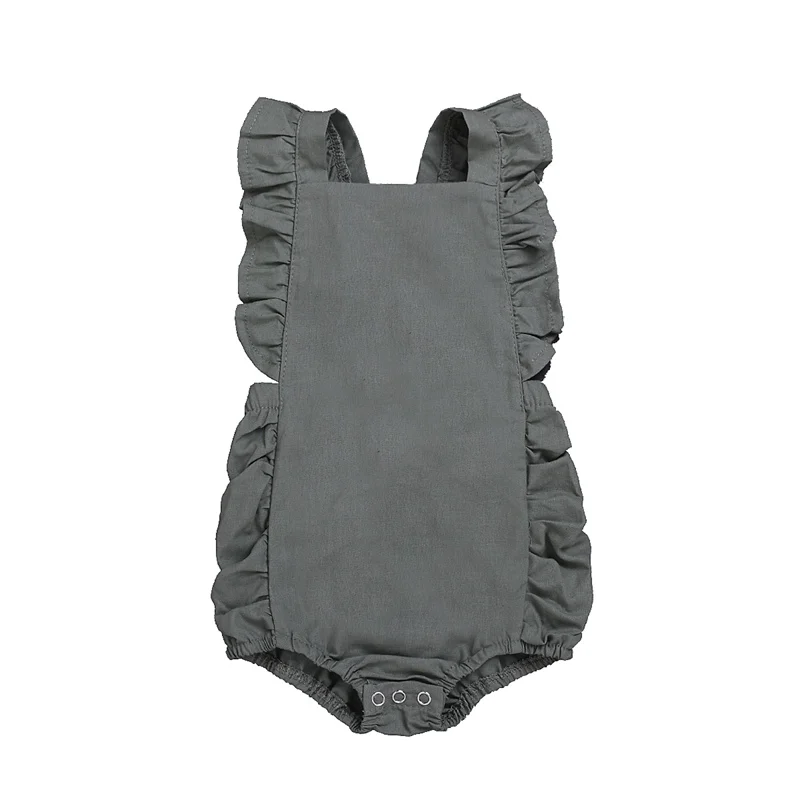Baby Solid jumpsuit Toddler Girl sleeveless romper ruffle cloth for 0-2T