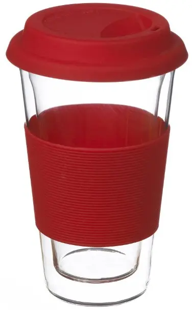Household with silicone sleeve lid high clear pyrex glass travel coffee mug