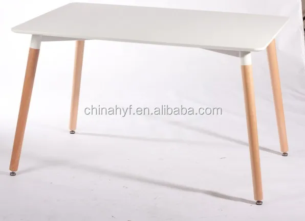 MDF leisure white table with beech wood legs TB-01