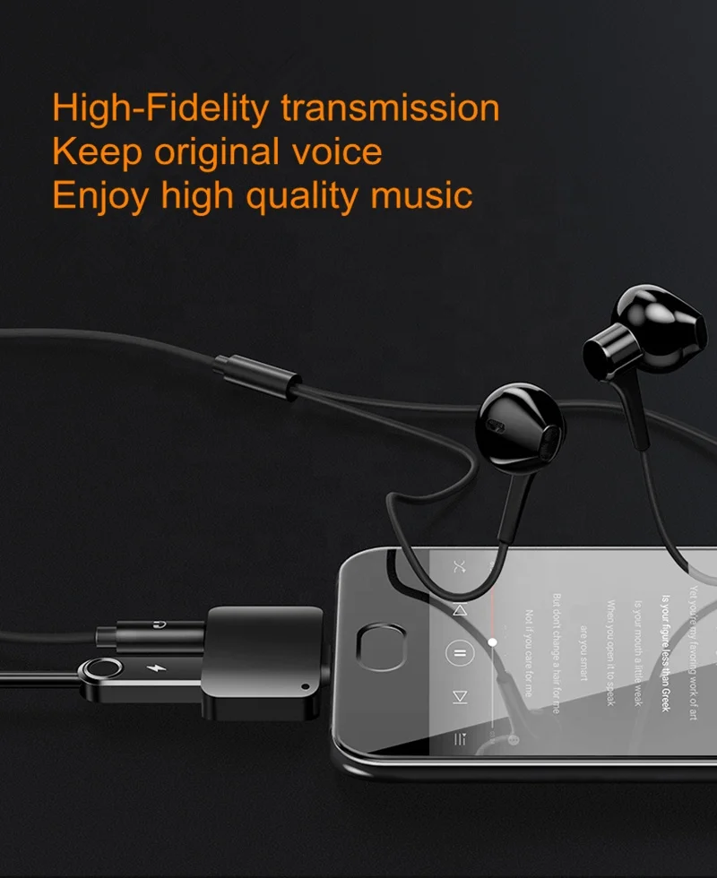 
SUNLINE High Quality Aluminum Alloy ABS 2 in 1 USB-C 2.4A Headphone Converter Charger Type c to 3.5mm Audio Charging Adapter 