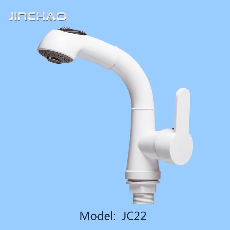 white color deck mounted POM plastic basin faucet