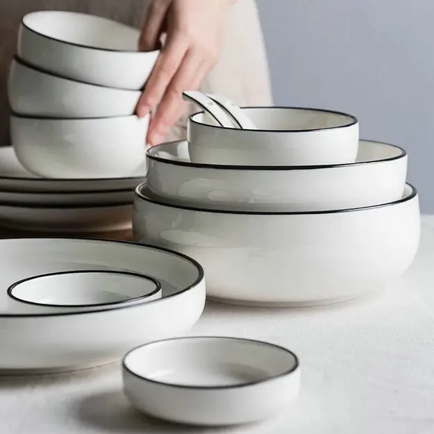 Wholesale home goods china supplier white glazed stoneware dinnerware for wedding