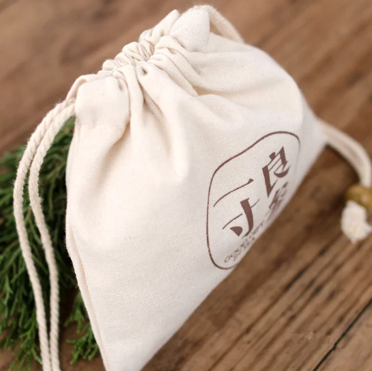 custom Natural Linen round Bread Bags Reusable Food Storage cotton cloth drawstring circular canvas bucket packaging bag