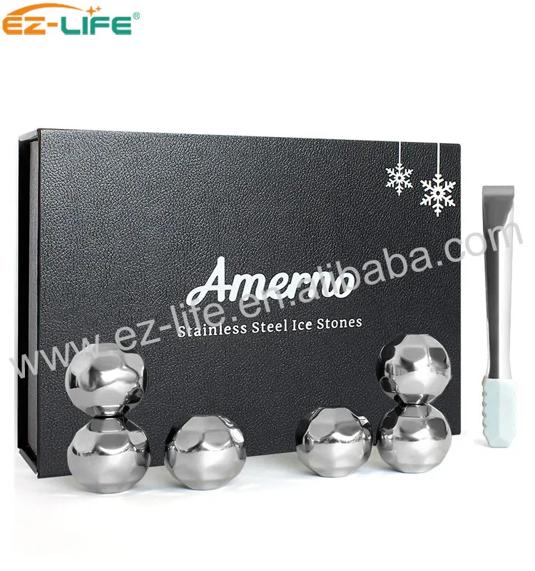 Most Popular Items Reusable stainless steel ice cube   Diamond  Whiskey Stones with Tongs bottle stopper gift set