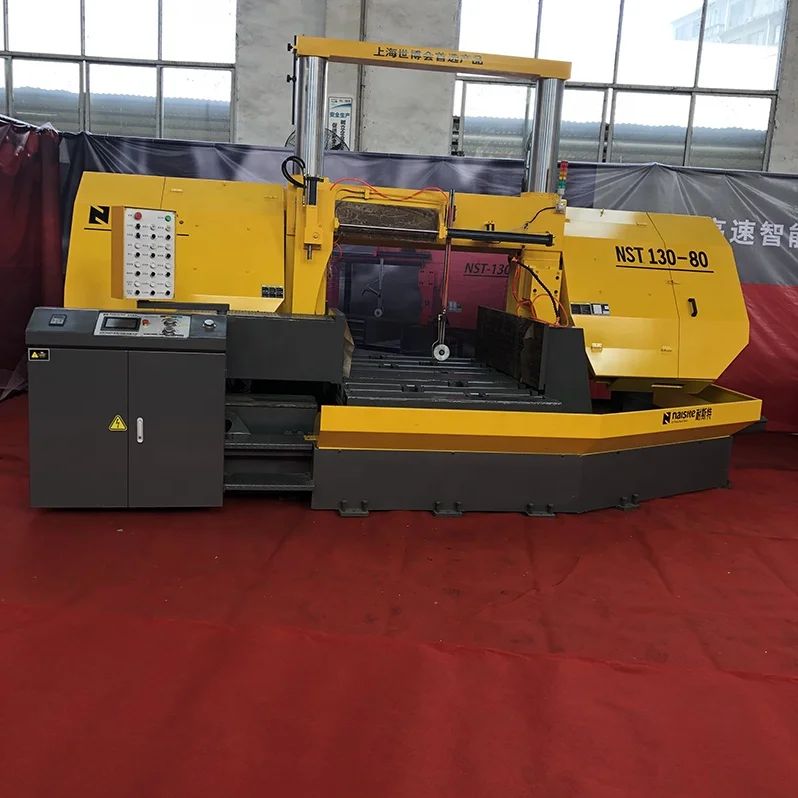 
High Quality Double cylinder Semi Automatic ODM Iron Metal Cutting Die Steel CE ISO Horizontal Band Sawing Machine NST130-80 