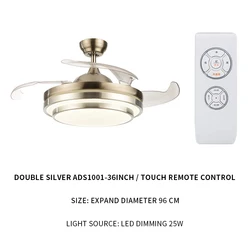 Advance Lighting High quality36in 25W led chandeliers electronics bladeless decorative ceiling fan with tri-color light