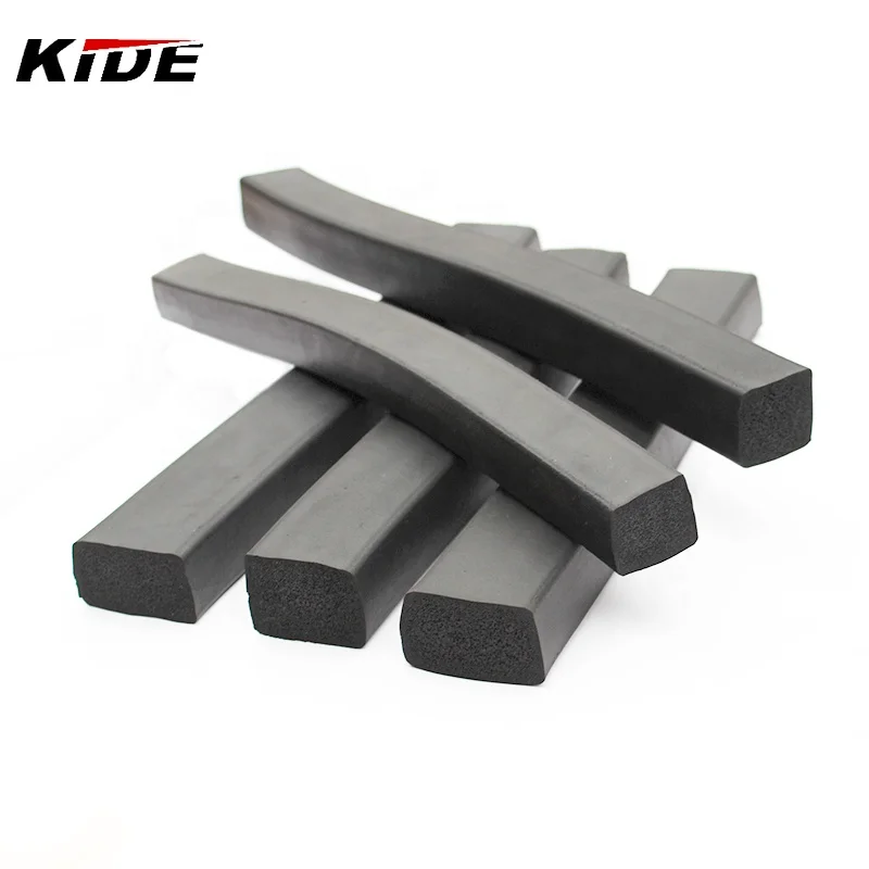 Black rectangular epdm rubber sponge seal strip epdm foam weather stripping
