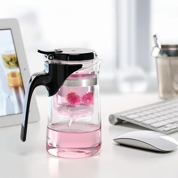 Hot Sale Samadoyo Food Grade Material Transparent Glass Green Tea Pot 500ml Heat Resistant Glass Teapot with Infuser