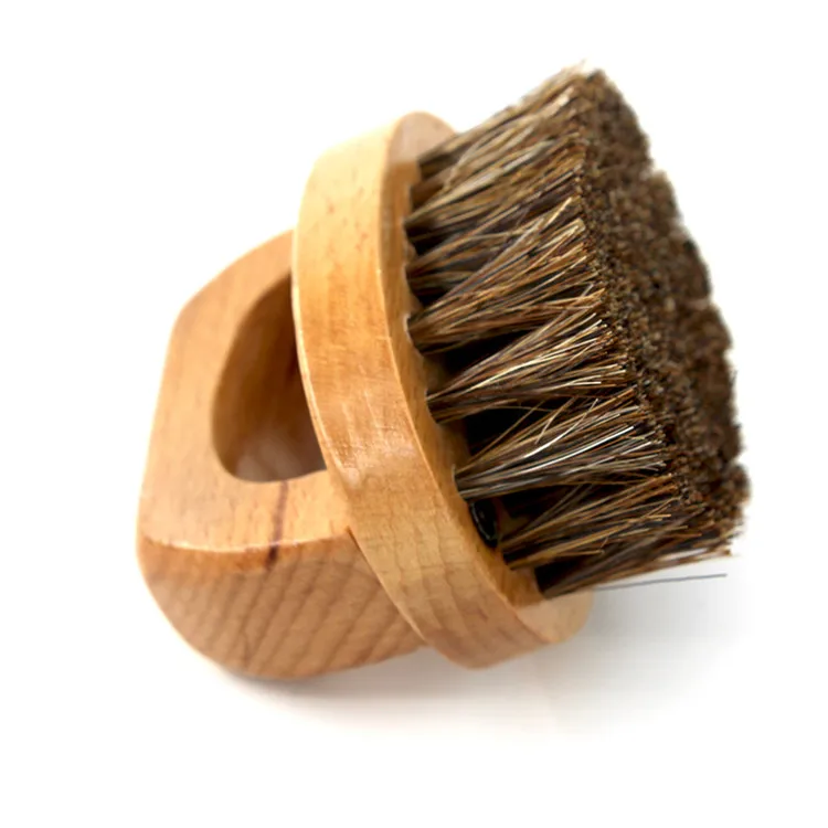 Round horseshoe shape small wood handle shoe brush