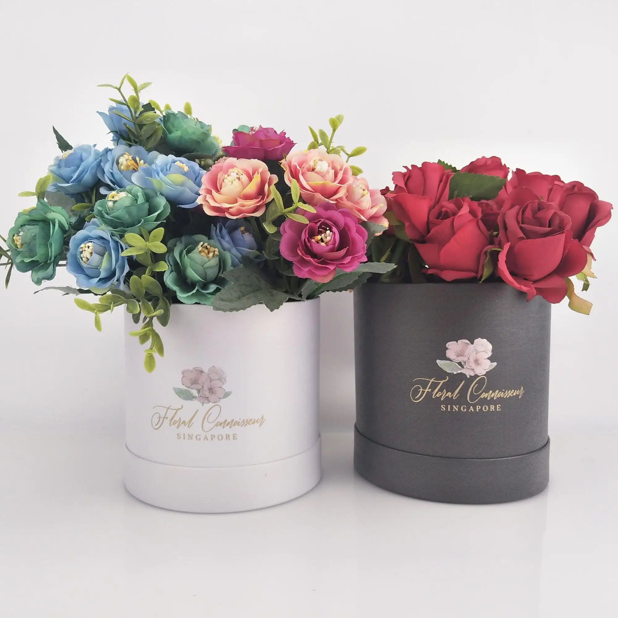 
Professional Custom Printed Hardcover Cardboard Round Flower Box 