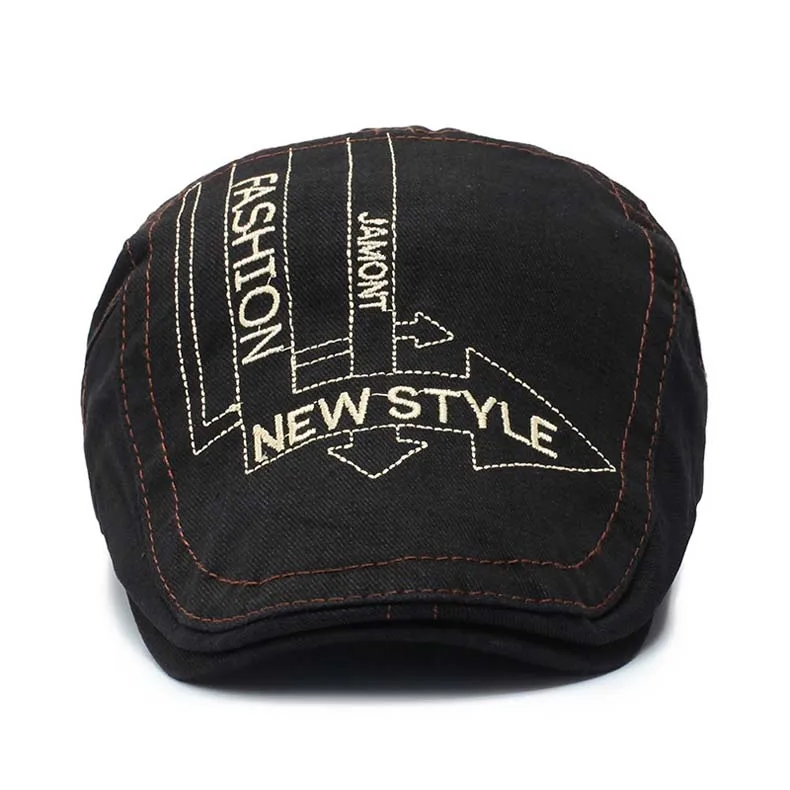 Cabbie Homme Breathable Fashion Letters Embroidery Flat Caps For Men Hat Unisex Beret Denim Forward Cap Women Sun Hats Berets