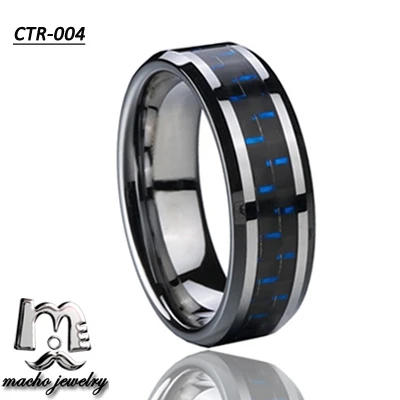 4mm Tungsten Ring Purple Carbon Inlay Wedding Band Jewelry Wholesale