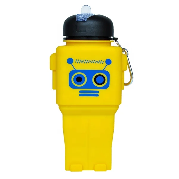 Silicone Cartoon School Children Water Jar Colorful Robot Water Bottle Kid