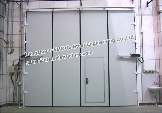 sectional folding door used in steel garage and workshop