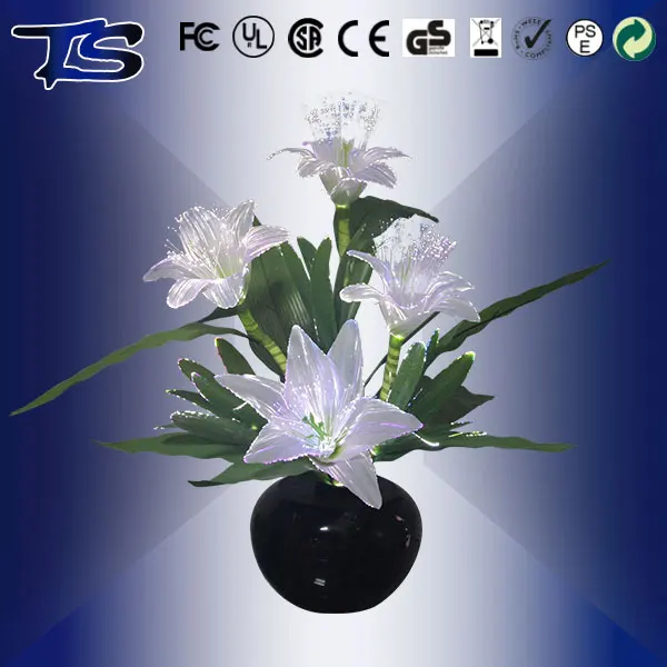 LED plastic  color changing fiber optic Lily  flower lamp  for home decoration