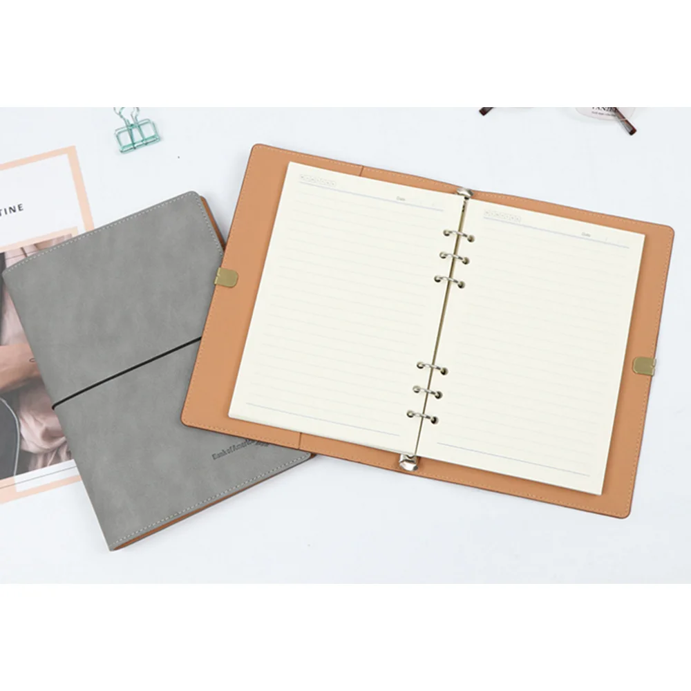 OEM PU Leather A5 Organizer Planner Soft Cover Notebook With Ring Binder