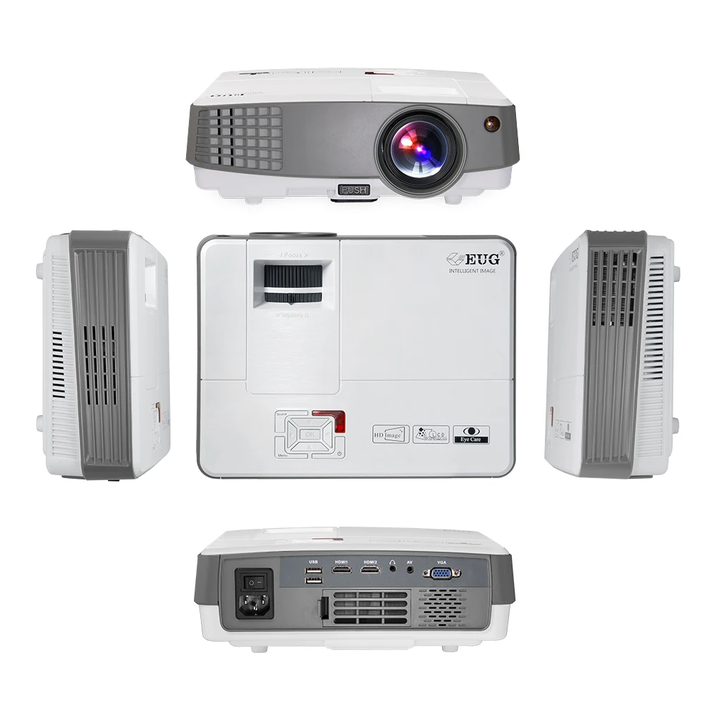 EUG 600D + AB низкая цена мини 3D hd 1080p Портативный светодиодный проектор для домашнего