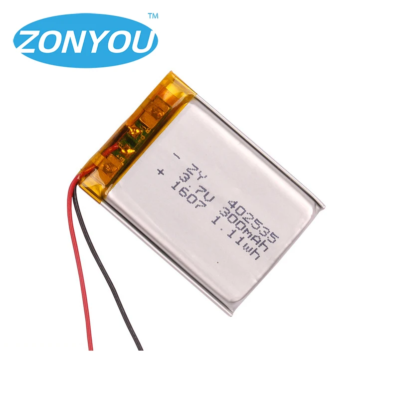 Deep cycle 300mah 3.7v li-polymer battery 402535