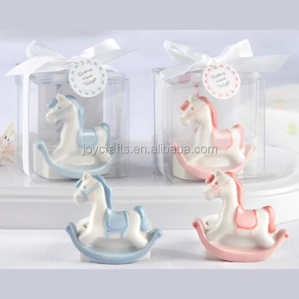 Pink and Blue Rocking Horse Gift Candle