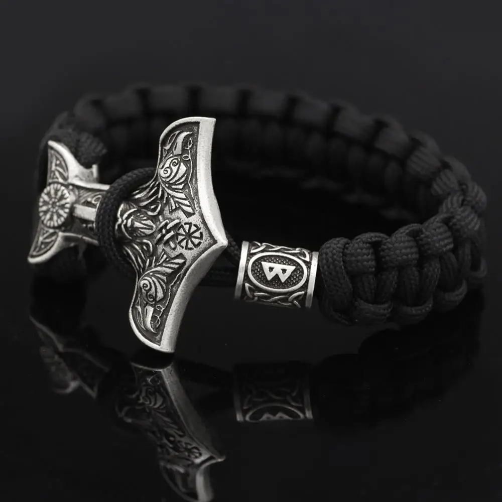 Оптовая продажа браслет викингов Odin Raven Aegishjalmur славянский Коловрат Тора молот йольнир мужские виджгосы вегвизир руны бусины