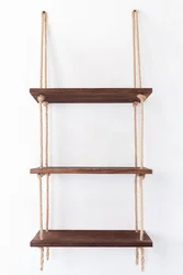 3 tier wood hanging shelf wall swing storage shelves rope organizer rack