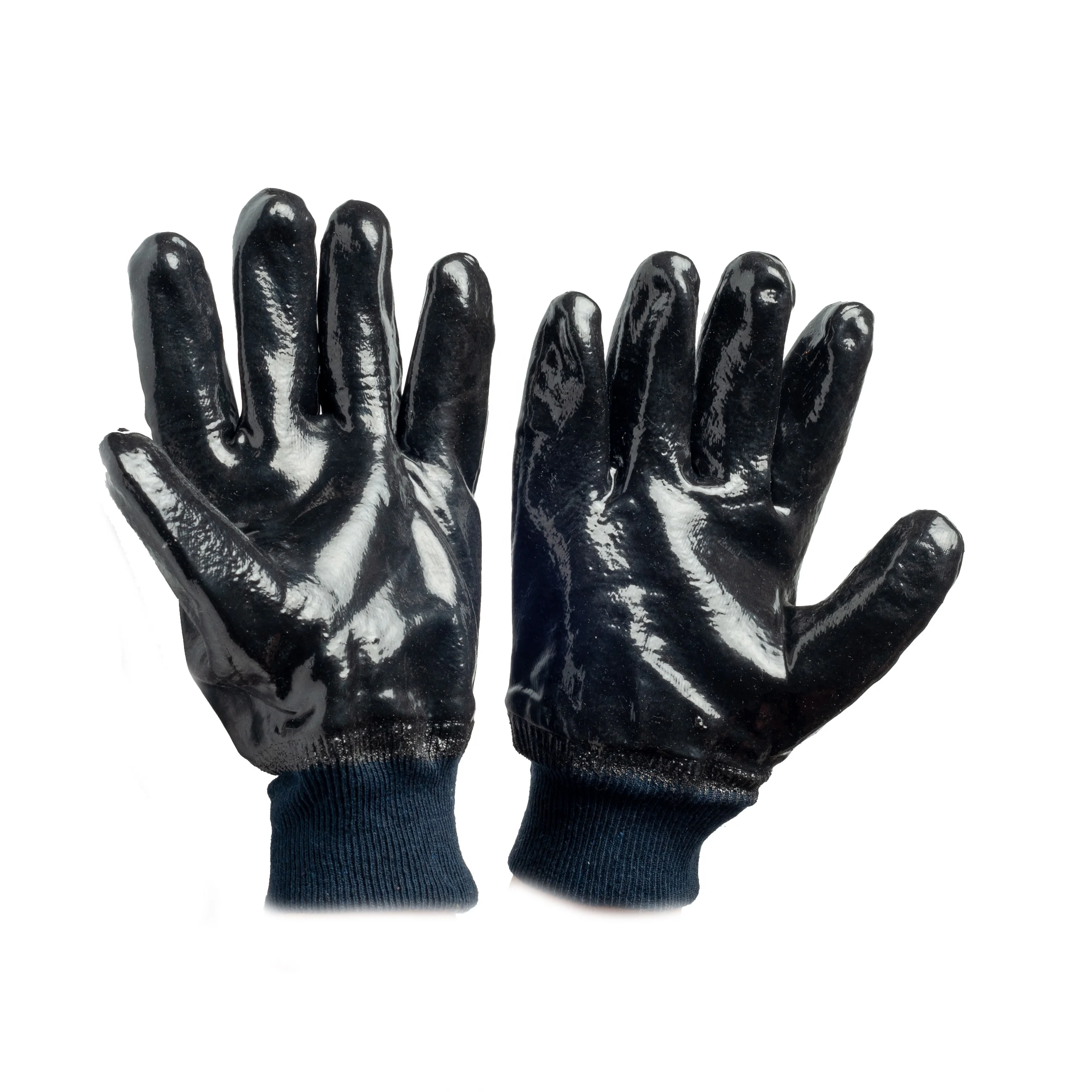 Cotton Liner Knitted Wrist Cuff Red PVC Working Gloves