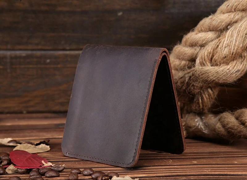 Dreamtop DTC360 slim simple design mens card wallet crazy horse leather wallet bifold in Guangzhou