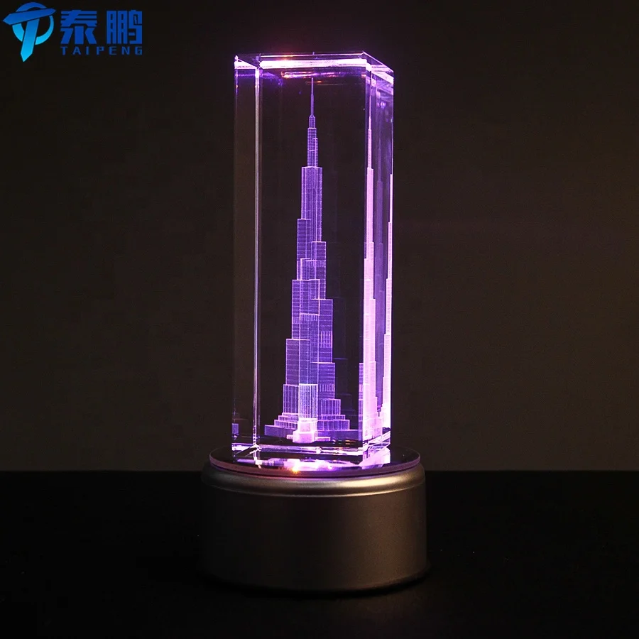 
Best 3D engraving Burj Khalifa Tower models as crystal gift 