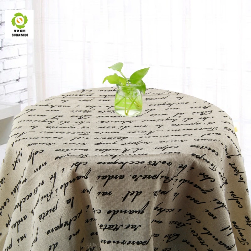 French Newspaper Design Cotton Line Fabric Tablecloths Curtain DIY Sewing For Home Decoration Handicraft