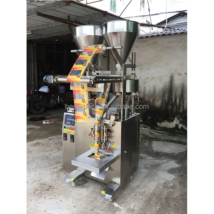Back seal tea pouch and non-sticky powder packaging machine