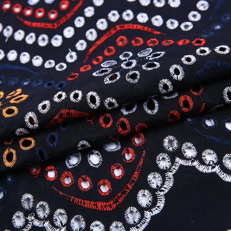 Фабричная дешевая оптовая продажа, хлопковая вуаль с зубчатыми ушками, сетчатая ткань с вышивкой, Модная трикотажная ткань с индивидуальным цветом, TUV