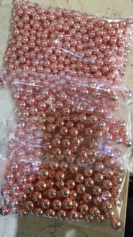 Блестящие акриловые бусины с покрытием из розового золота, 4 мм/6 мм/8 мм/10 мм/12 мм/14 мм/16 мм/18 мм/20 мм