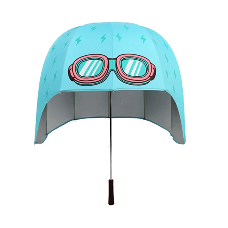 
wooden handle Funny creative folding customized hat shape helmet umbrella 