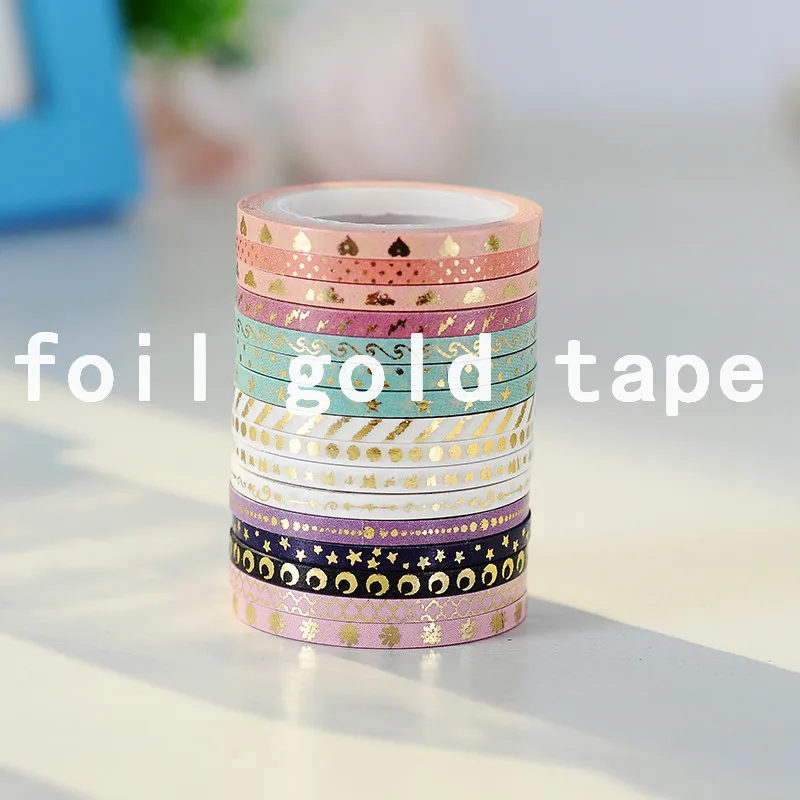 
16 rolls thin foil gold skinny washi tape set 