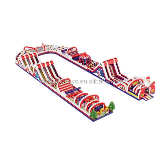 Factory Price outdoor amusement park Boot Camp Adult giant wipeout inflatable obstacle course for sale