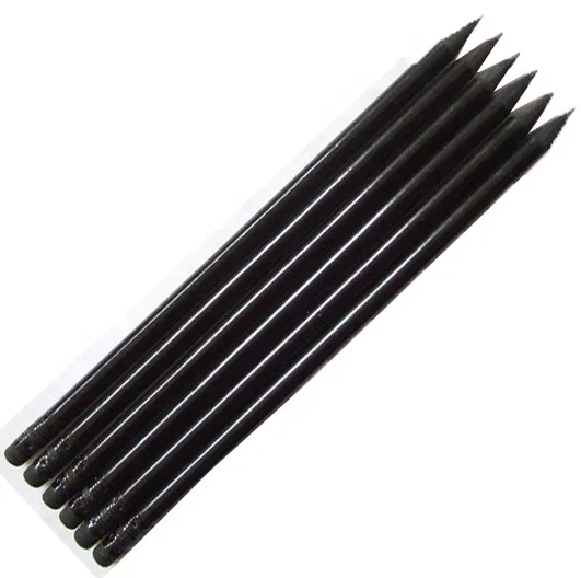 Personalized white color logo printed Black wood pencil with crystal