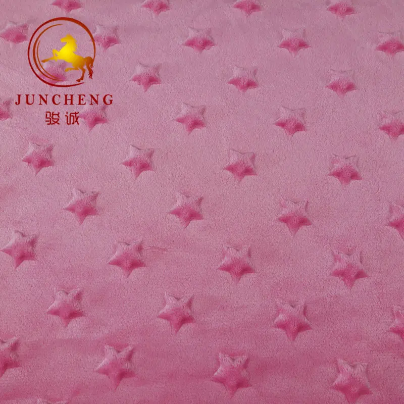 100% polyester soft  home textiles five-pointed star minky plush fabric for baby blanket