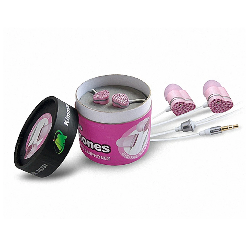 Kimmar Noble and Fashionable Earbuds Heart Size Wired Metallic Earphones With Crystals