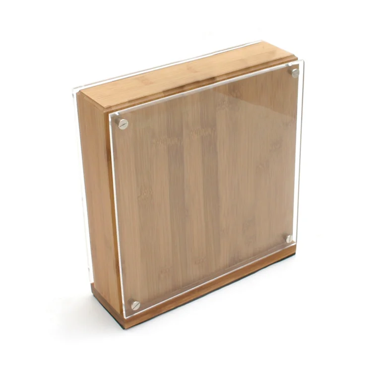Amazon Hot Selling Kitchen Cutlery Wall Display Block Acrylic Bamboo Magnetic Knife Holder
