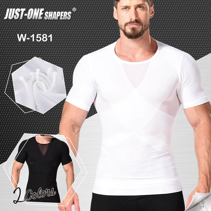 Factory direct supply trendy style men shapewear nylon breathable soft white shirt body shaper