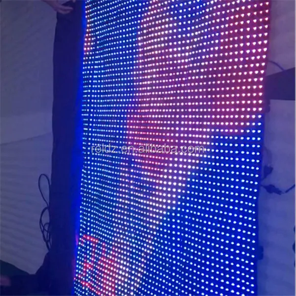 Concert stage full color video screen p25 mm programmable flexible led curtain display