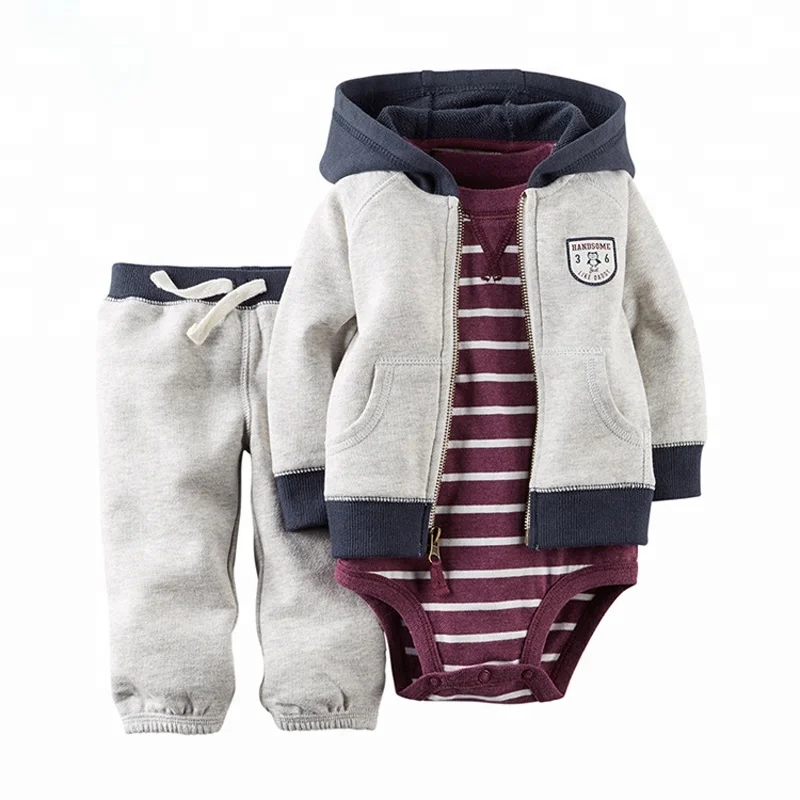 
Winter Baby Knitted Romper Baby Printed Romper with pants and coat set 